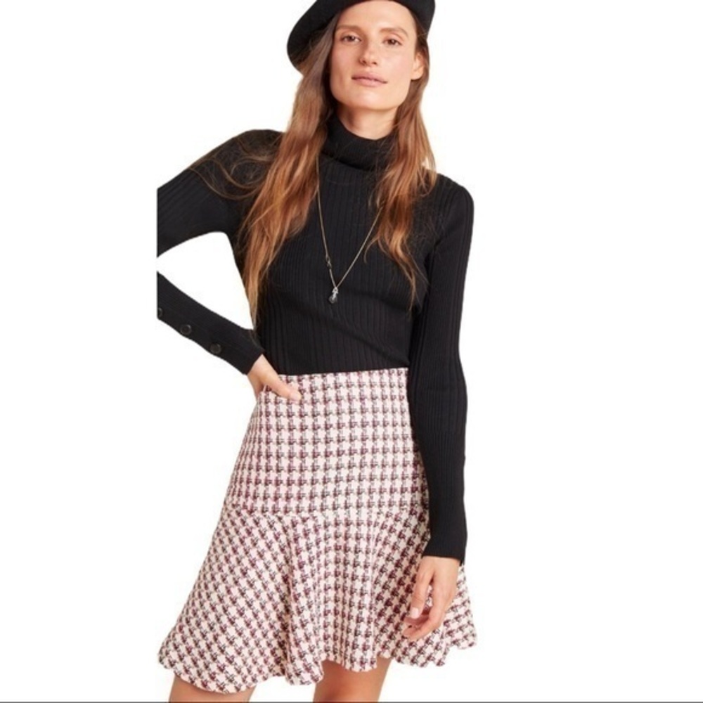 Anthropologie Bobbie Plaid Flounced Mini Skirt 14